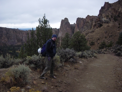 Joel Hass hiking out on the Burma Road - Smith Rock - Climbing Oregon