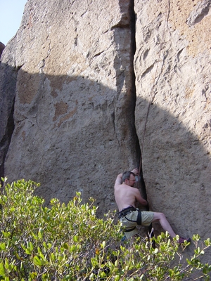 Joel Hass climbing Indian Stacking - Meadow Camp - Climbing Oregon
