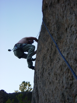 Jody O'Donnell climbing on a nice finger crack - Meadow Camp - Climbing Oregon
