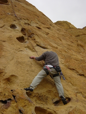 Jody O'Donnell climbing Phone Call From Satan - Smith Rock - Climbing Oregon