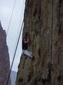 Linda O'Donnell hanging out on Rope De Dope - Smith Rock