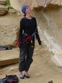 Julie belaying at Smith Rock - Climbing Oregon