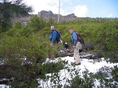 Joel Hass and Dane Peterson hiking Tumalo Falls - Hiking Oregon