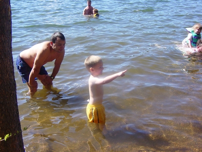 Matt Lokey and Tanis O'Donnell swimming at Lake of the Woods