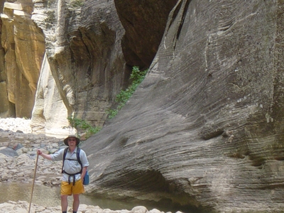 Jody O'Donnell hiking The Narrows - Zion National Park, Utah