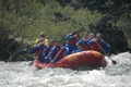 Gene, Jeanie and Melody Bliven, Rick and Sherri Bernheisel and Shyanna and Shanna Le Easter taking the first rapid